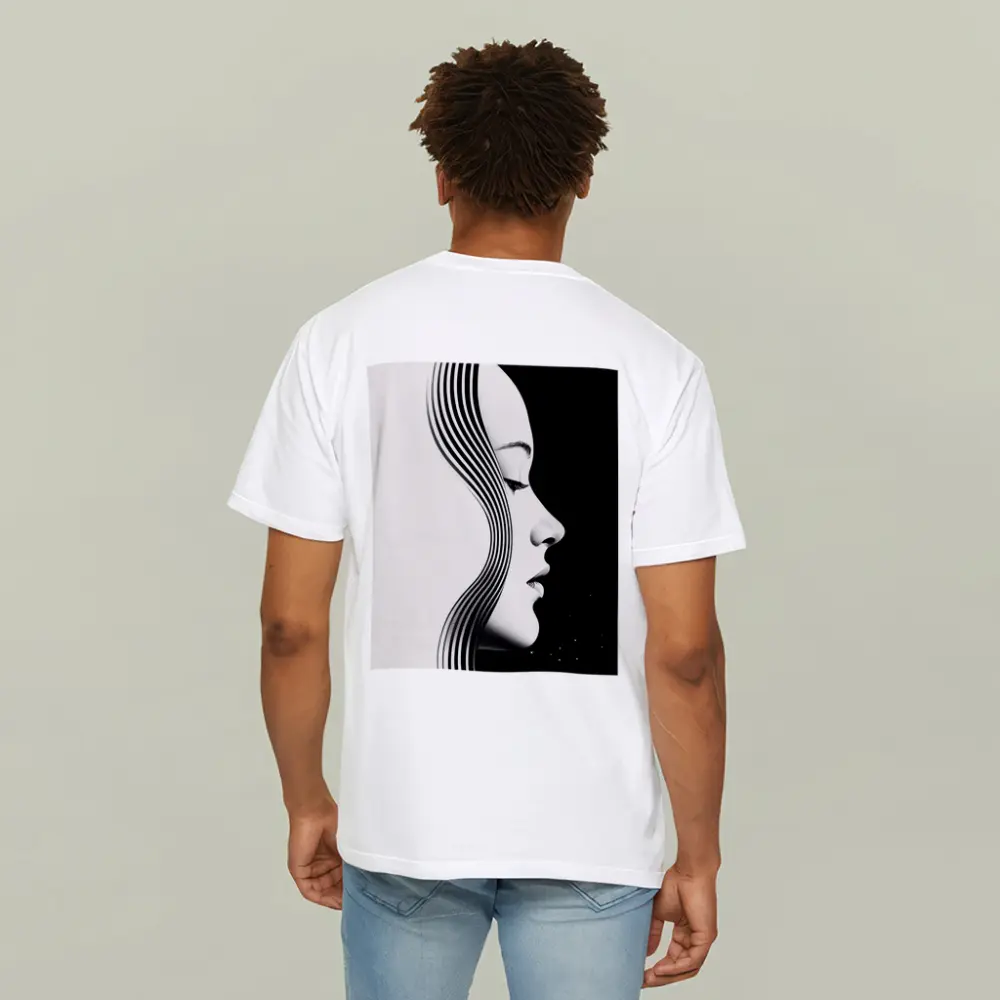 Black and White Woman Profile Line Art – T-Shirts
