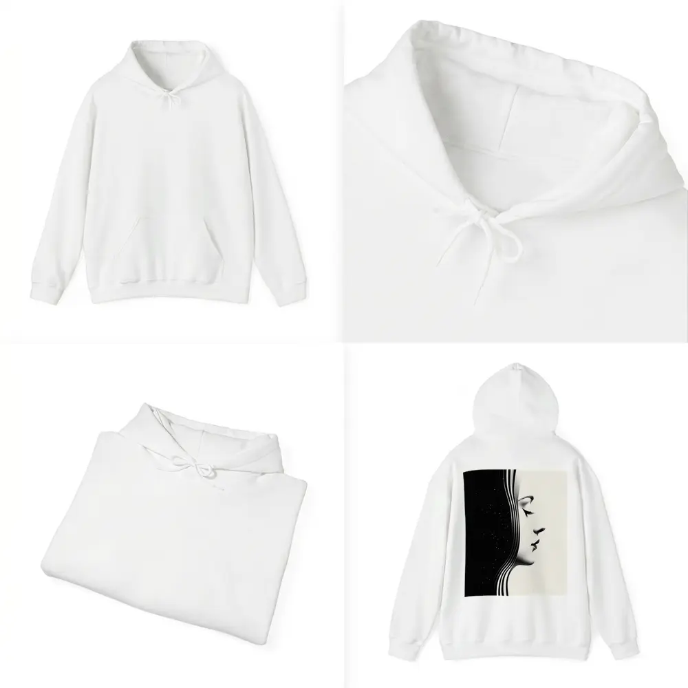 Black White Woman Profile Surreal Minimalist Art – Hoodies
