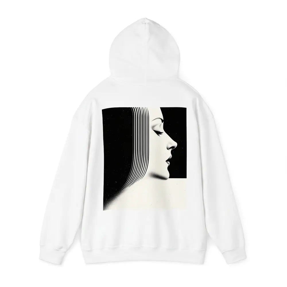Black White Woman Profile Surreal Line Art – Hoodies