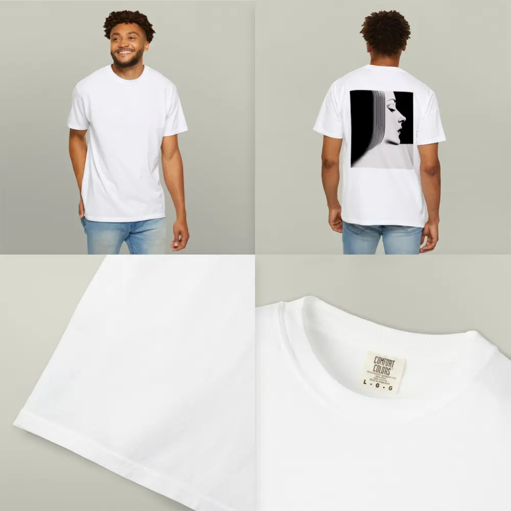 Black White Woman Profile Surreal Line Art – T-Shirts