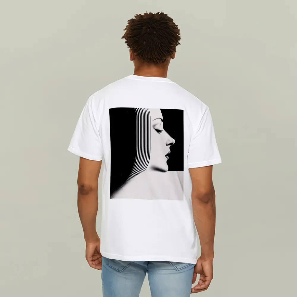 Black White Woman Profile Surreal Line Art – T-Shirts