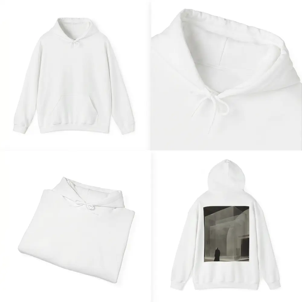 Man Walking Past Translucent Glass Architecture – Hoodies