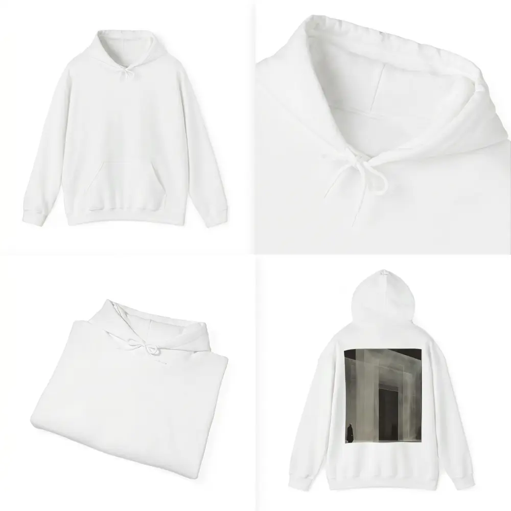 Man Standing Before Translucent Architectural Panels – Hoodies