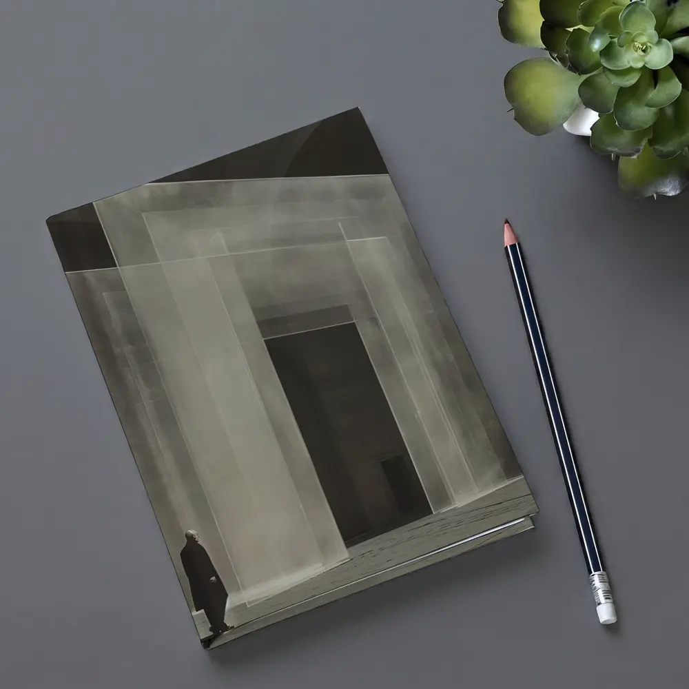 Man Standing Before Translucent Architectural Panels – Notebooks