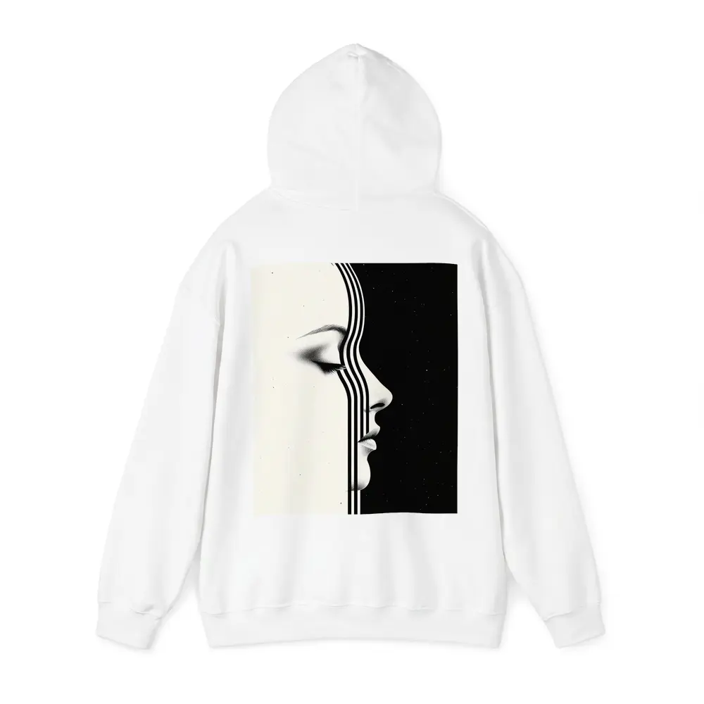 Woman Face Profile Black White Geometric Art – Hoodies