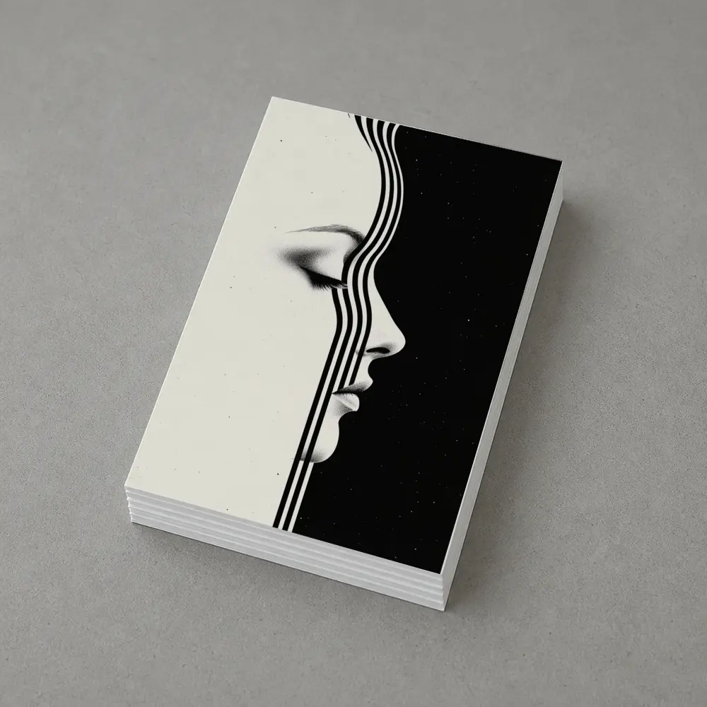 Woman Face Profile Black White Geometric Art – Postcards