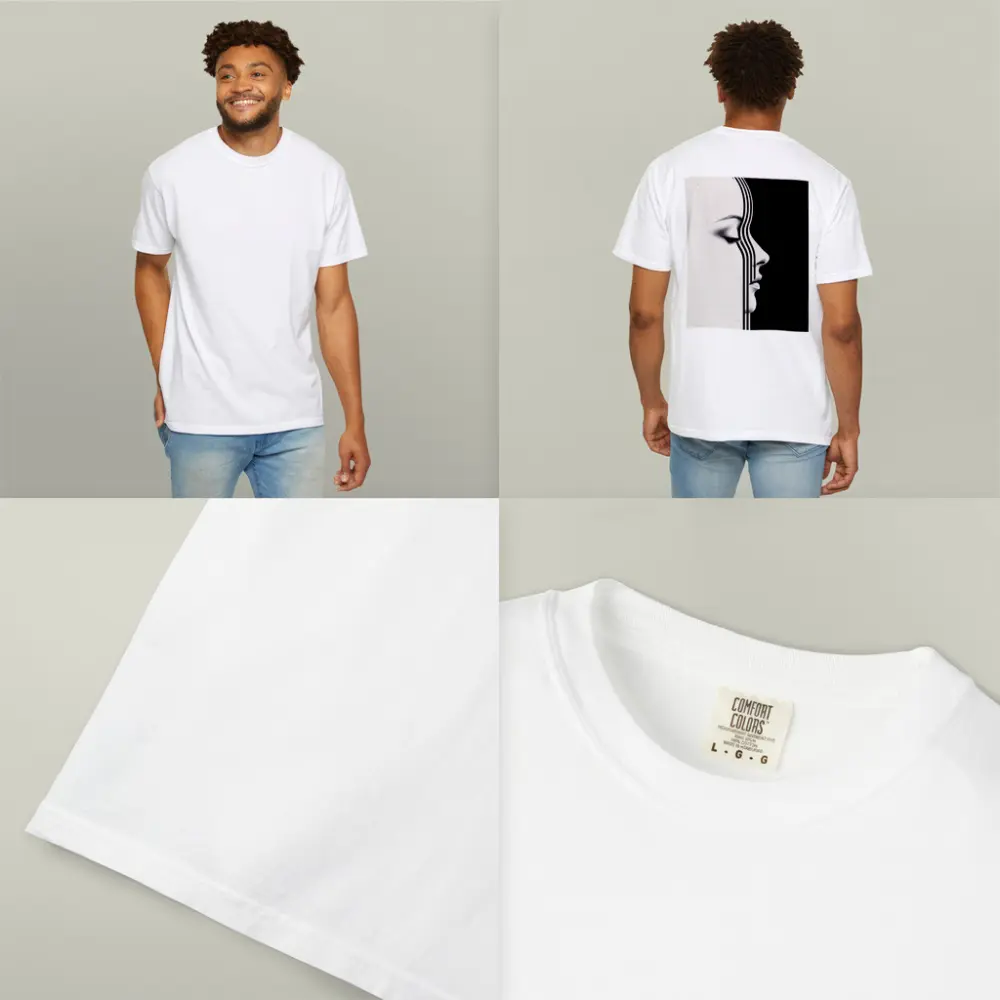 Woman Face Profile Black White Geometric Art – T-Shirts