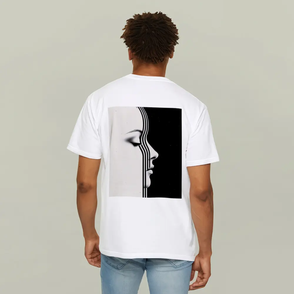 Woman Face Profile Black White Geometric Art – T-Shirts