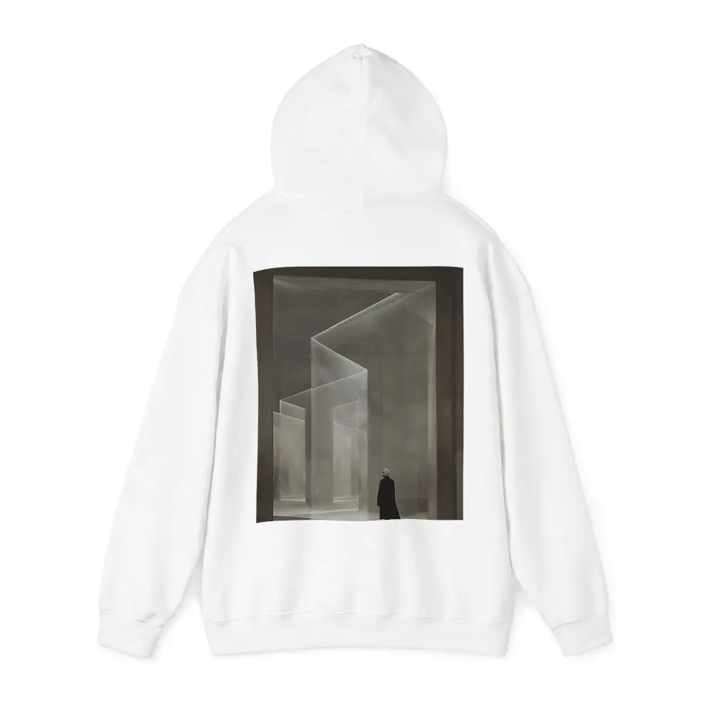 Lone Figure Ghostly Architectural Forms Minimalist – Hoodies