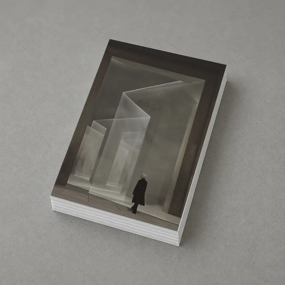 Lone Figure Ghostly Architectural Forms Minimalist – Postcards