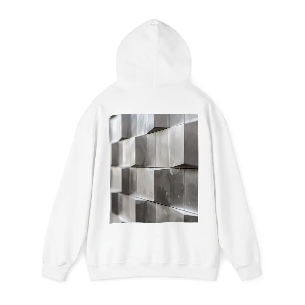 Brushed Metal Cube Grid Abstract Silver Wall – Hoodies