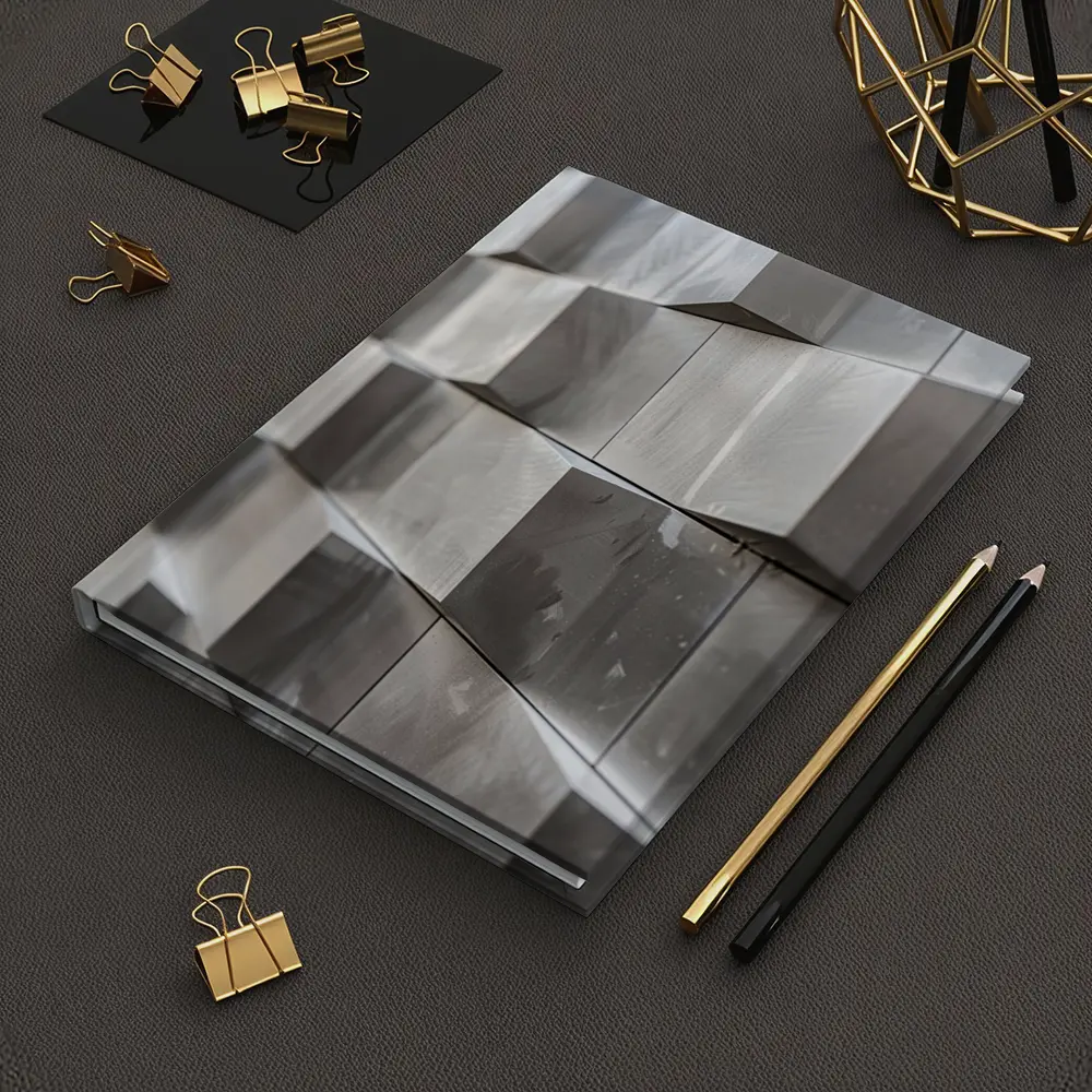 Brushed Metal Cube Grid Abstract Silver Wall – Notebooks