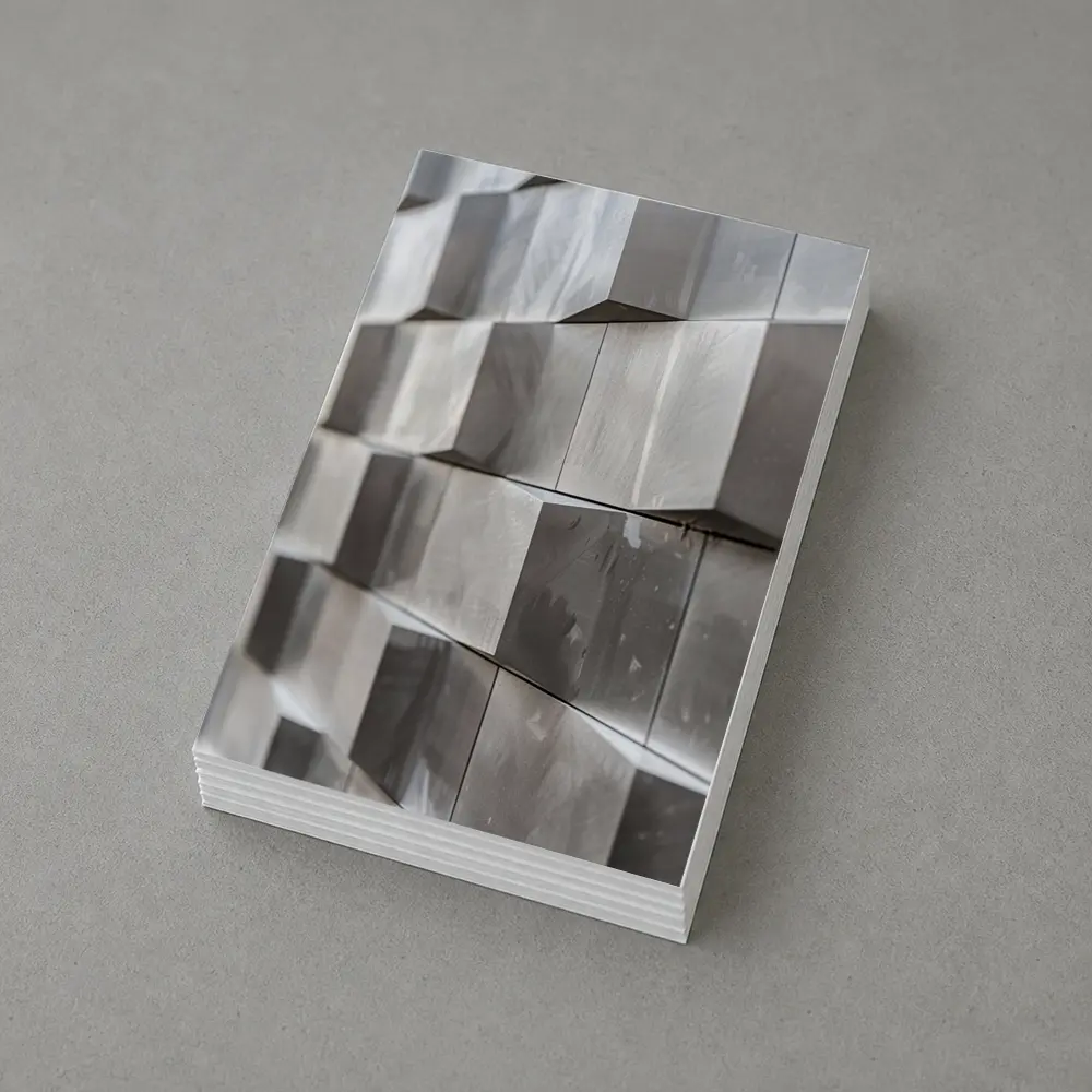 Brushed Metal Cube Grid Abstract Silver Wall – Postcards
