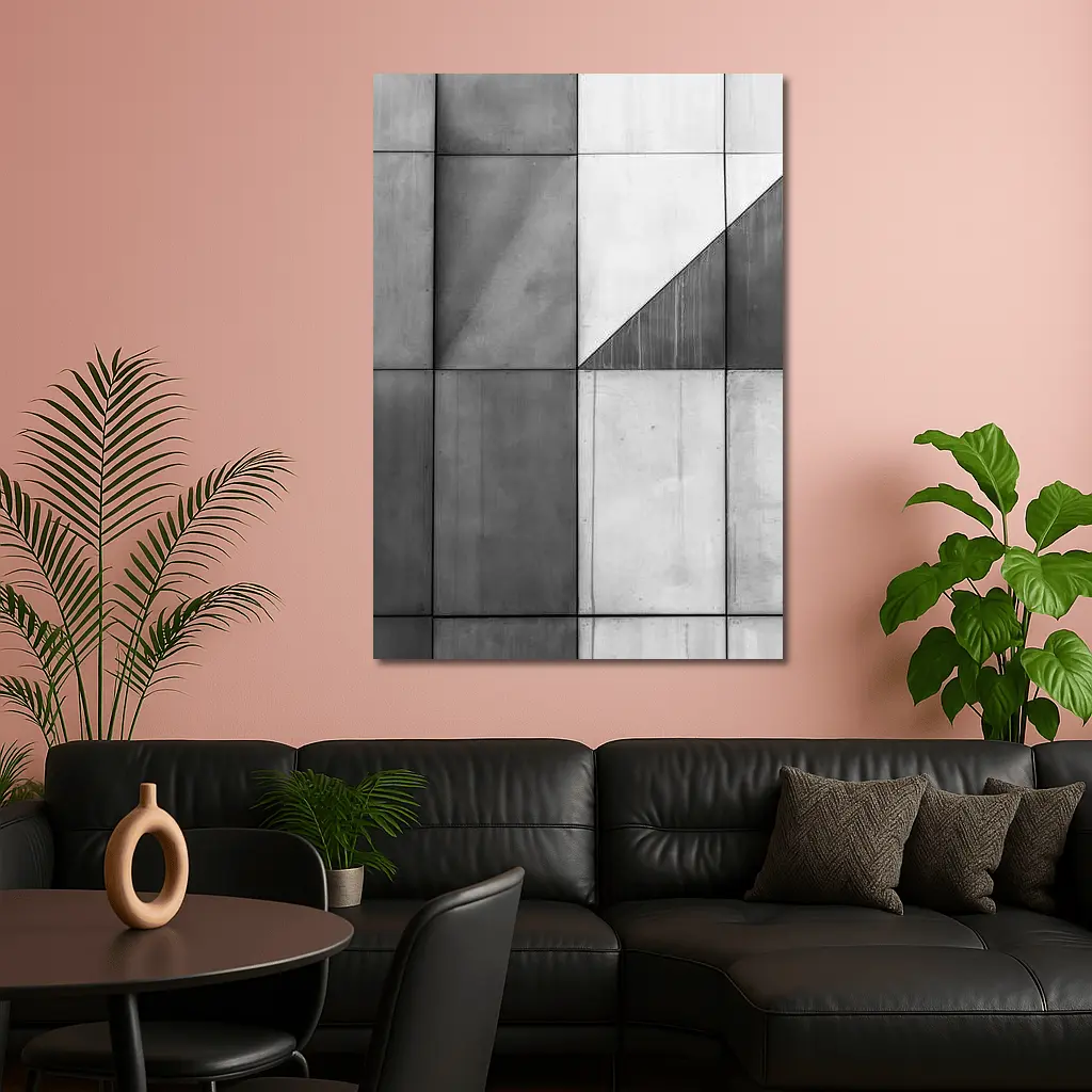 Concrete Geometric Grid Abstract Architecture Wall – Wall Art