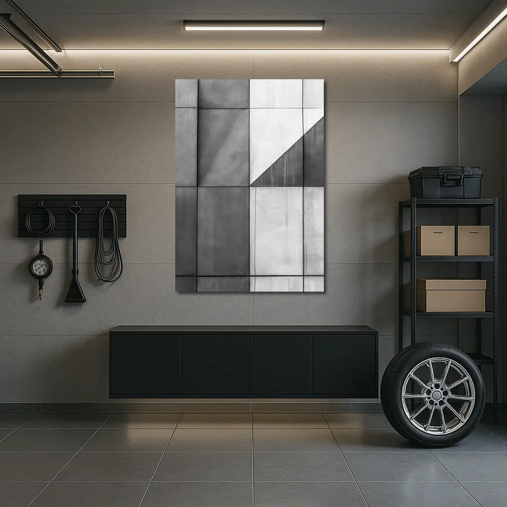 Concrete Geometric Grid Abstract Architecture Wall – Wall Art