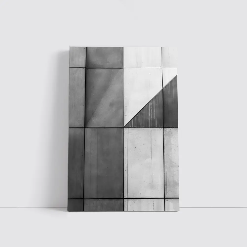 Concrete Geometric Grid Abstract Architecture Wall – Wall Art