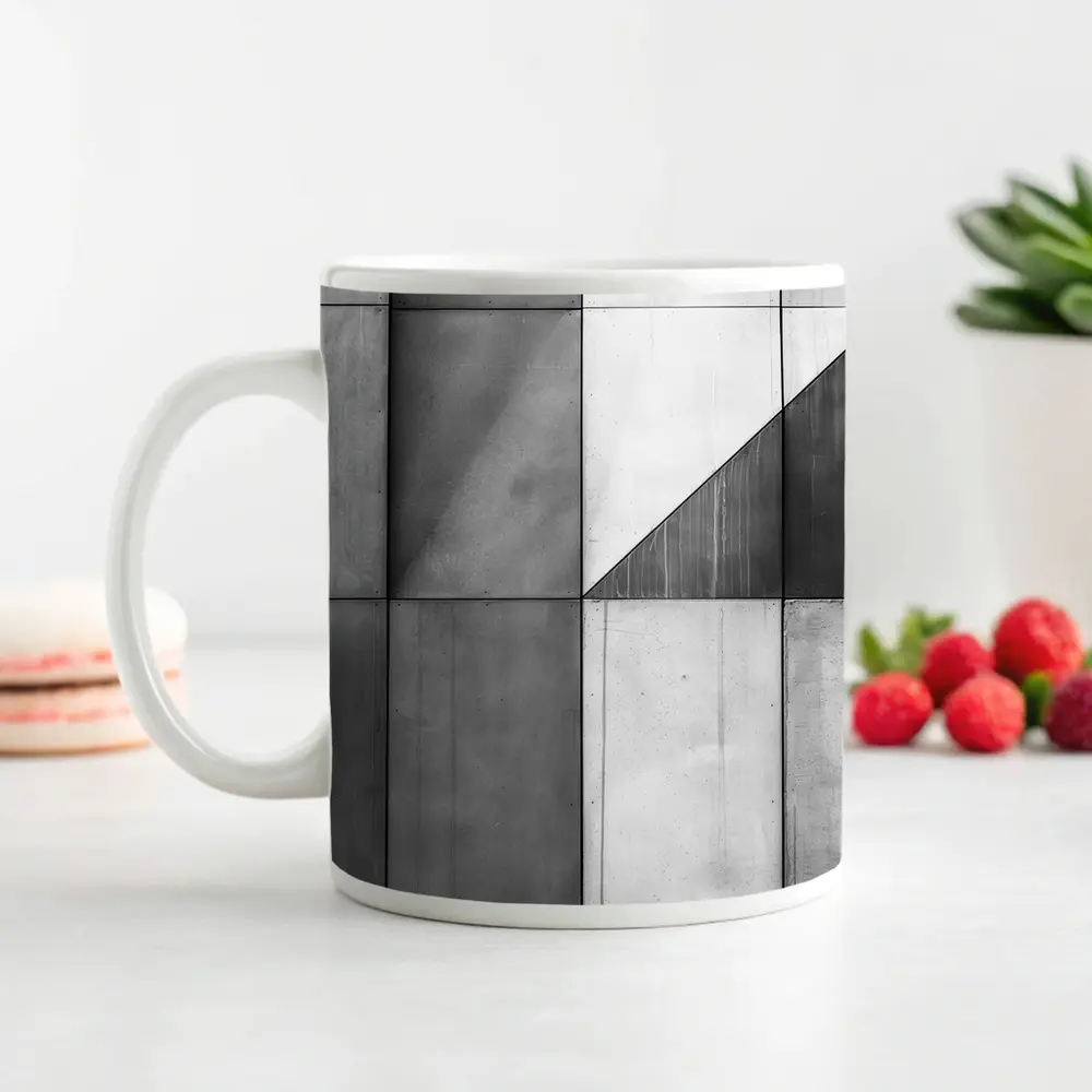 Concrete Geometric Grid Abstract Architecture Wall – Mugs