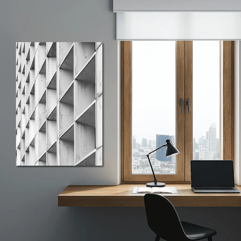 Concrete Building Facade Abstract Black White – Wall Art