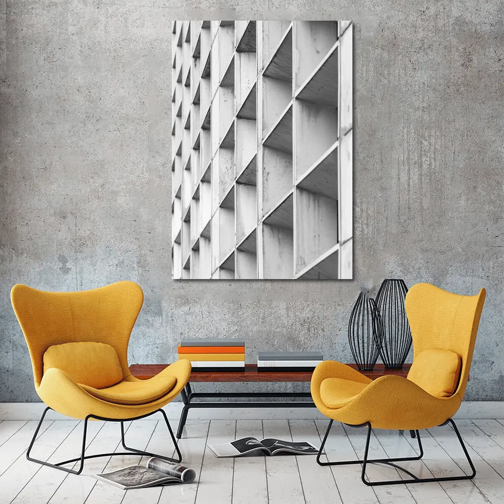 Concrete Building Facade Abstract Black White – Wall Art