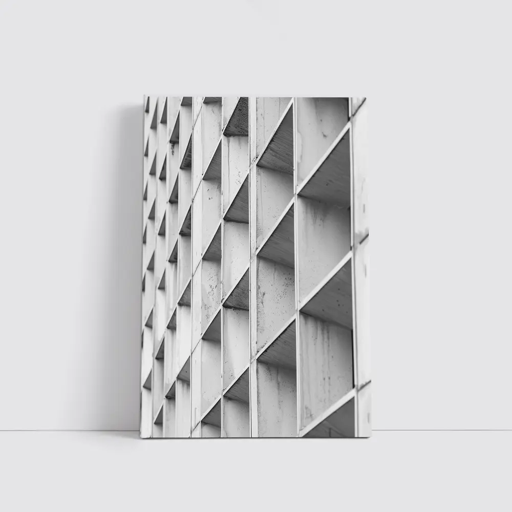Concrete Building Facade Abstract Black White – Wall Art