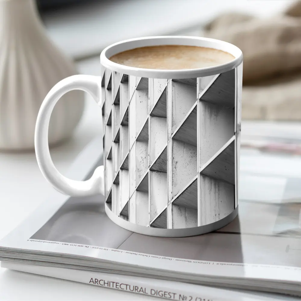 Concrete Building Facade Abstract Black White – Mugs