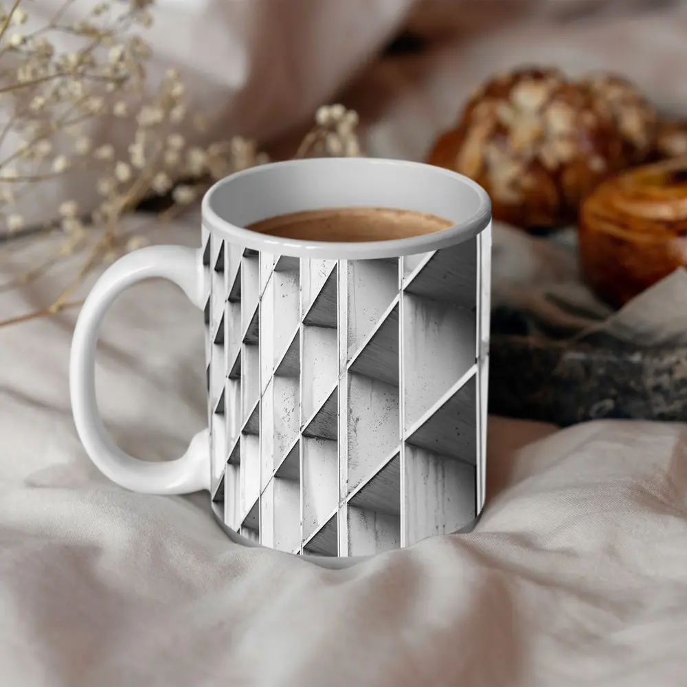 Concrete Building Facade Abstract Black White – Mugs