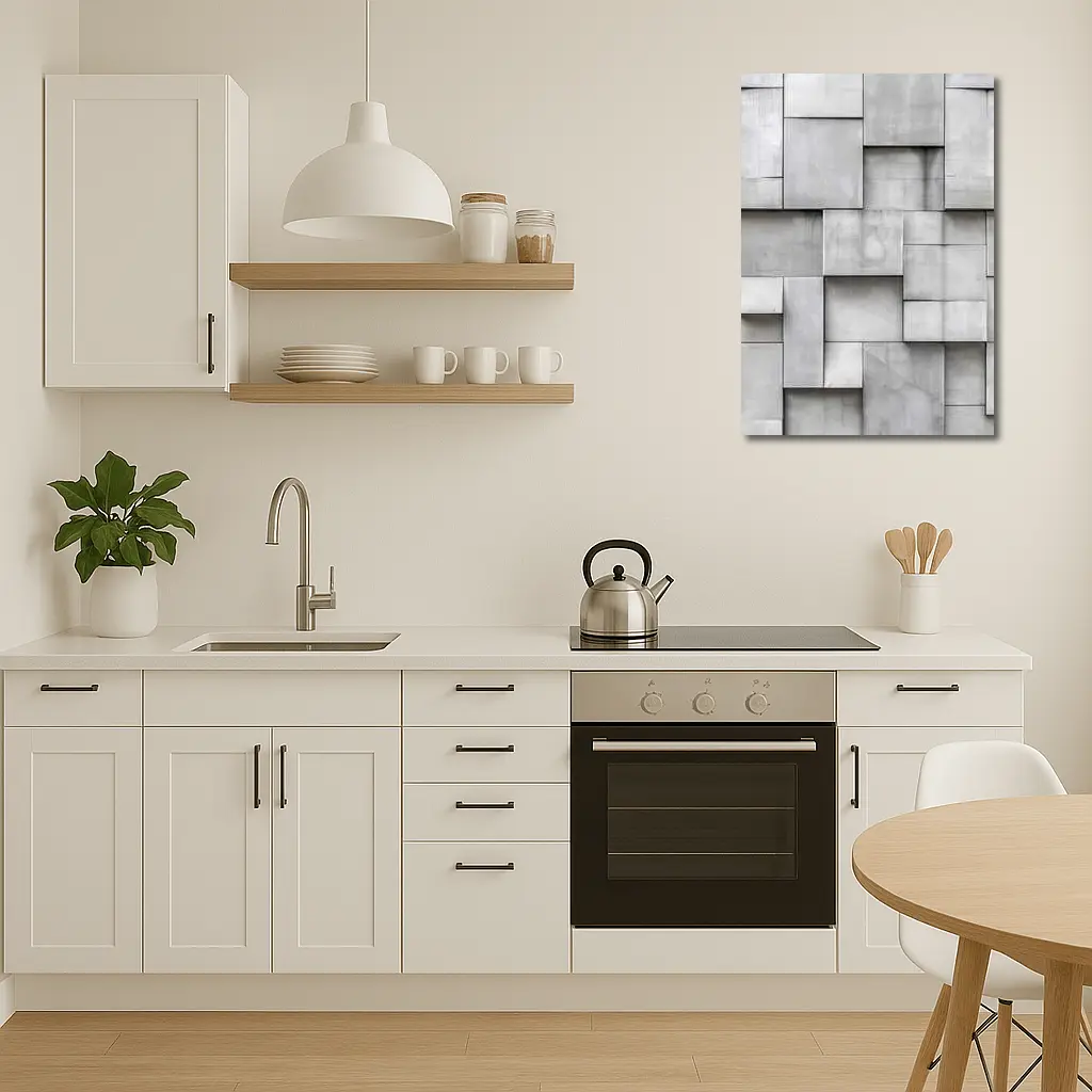 Gray Concrete Blocks Geometric Abstract Wall – Wall Art
