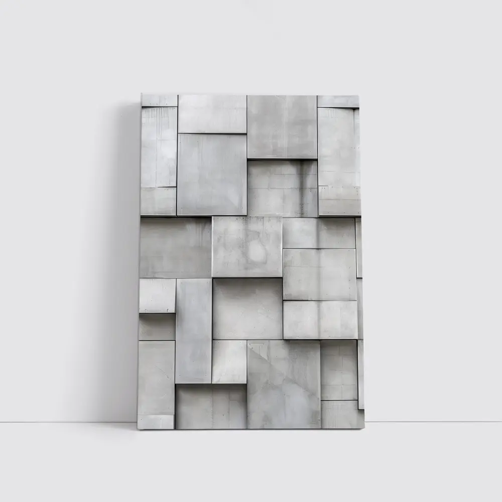 Gray Concrete Blocks Geometric Abstract Wall – Wall Art