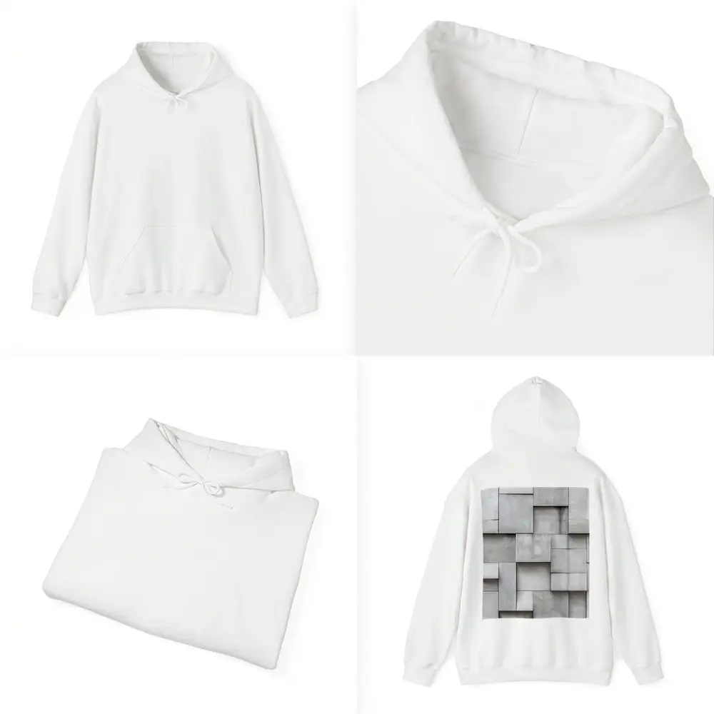 Gray Concrete Blocks Geometric Abstract Wall – Hoodies
