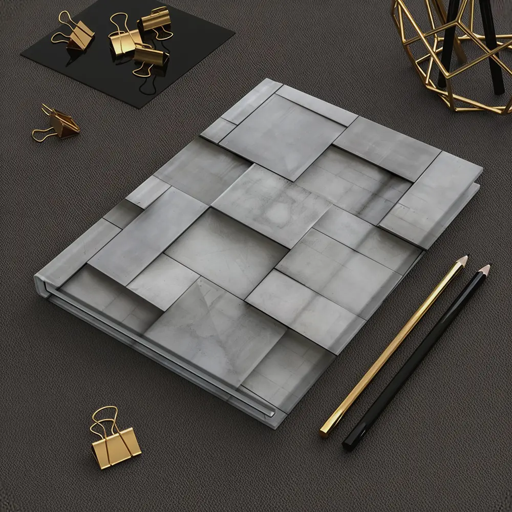 Gray Concrete Blocks Geometric Abstract Wall – Notebooks