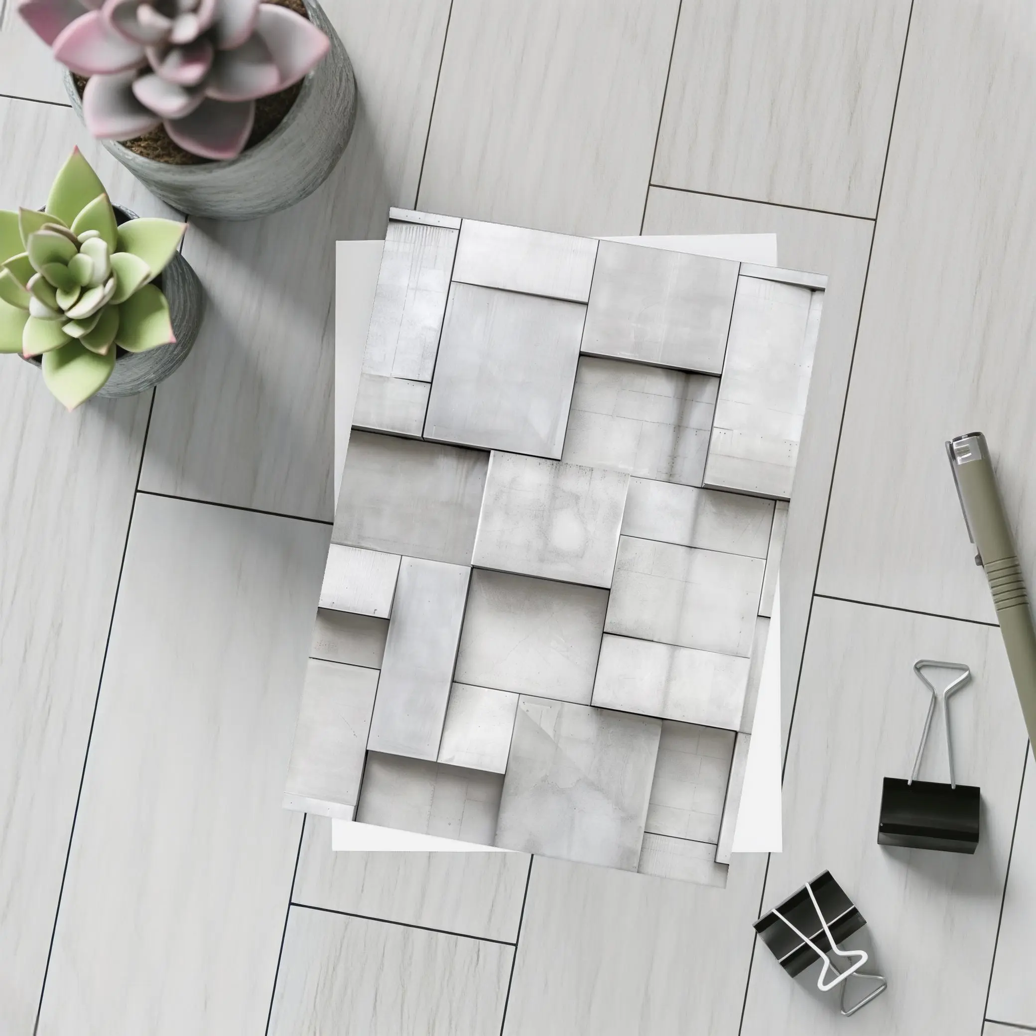 Gray Concrete Blocks Geometric Abstract Wall – Postcards