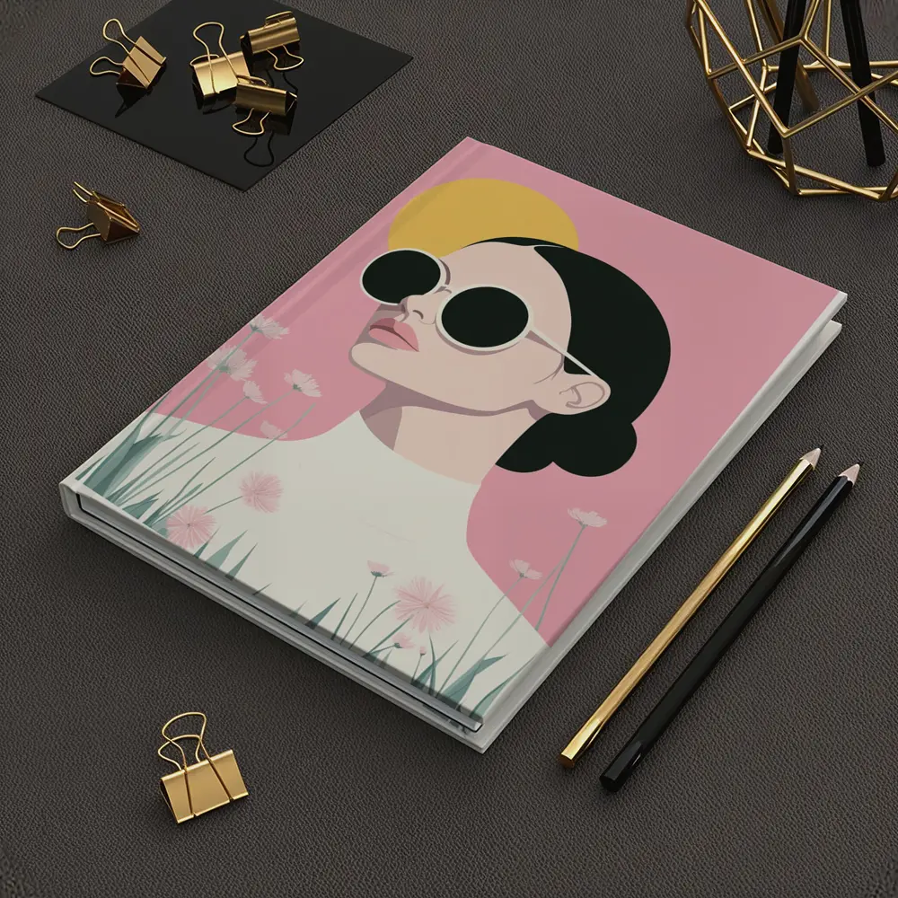 Woman Sunglasses Pink Floral Minimal Fashion Art – Notebooks