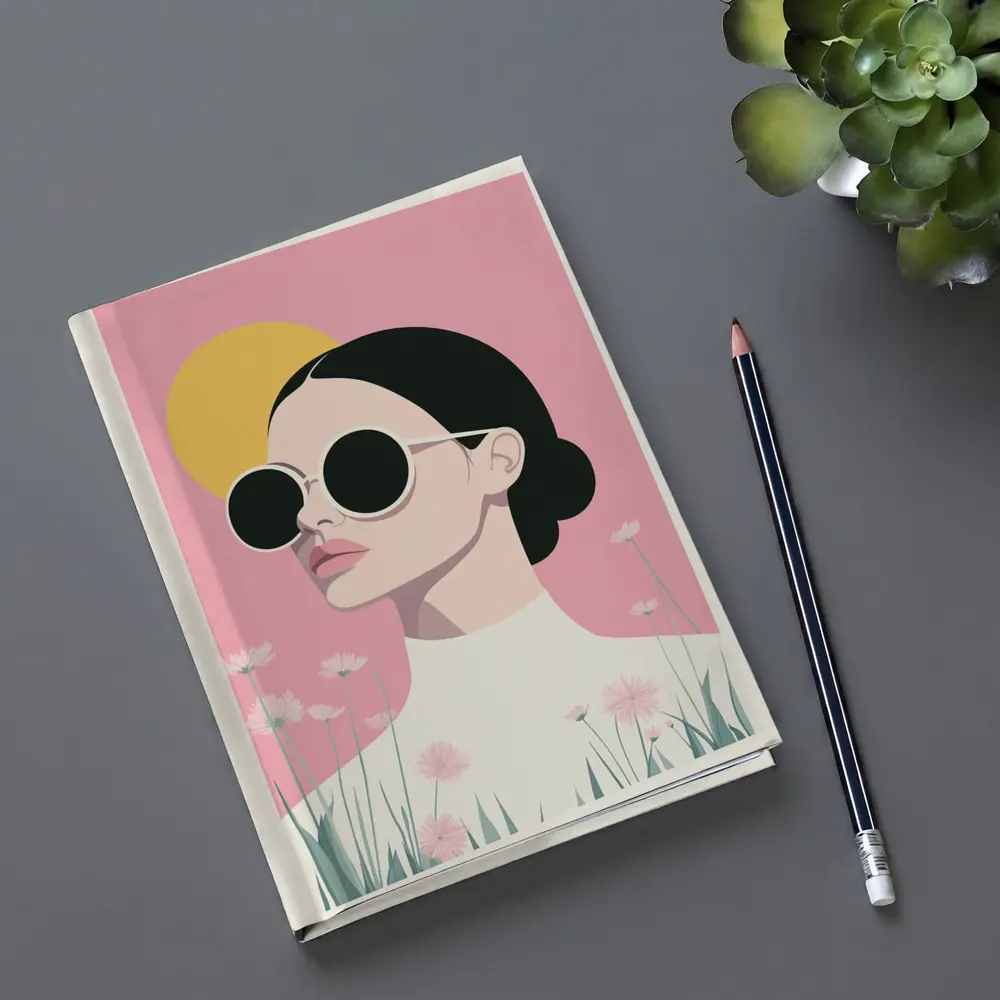 Woman Sunglasses Pink Floral Minimal Fashion Art – Notebooks