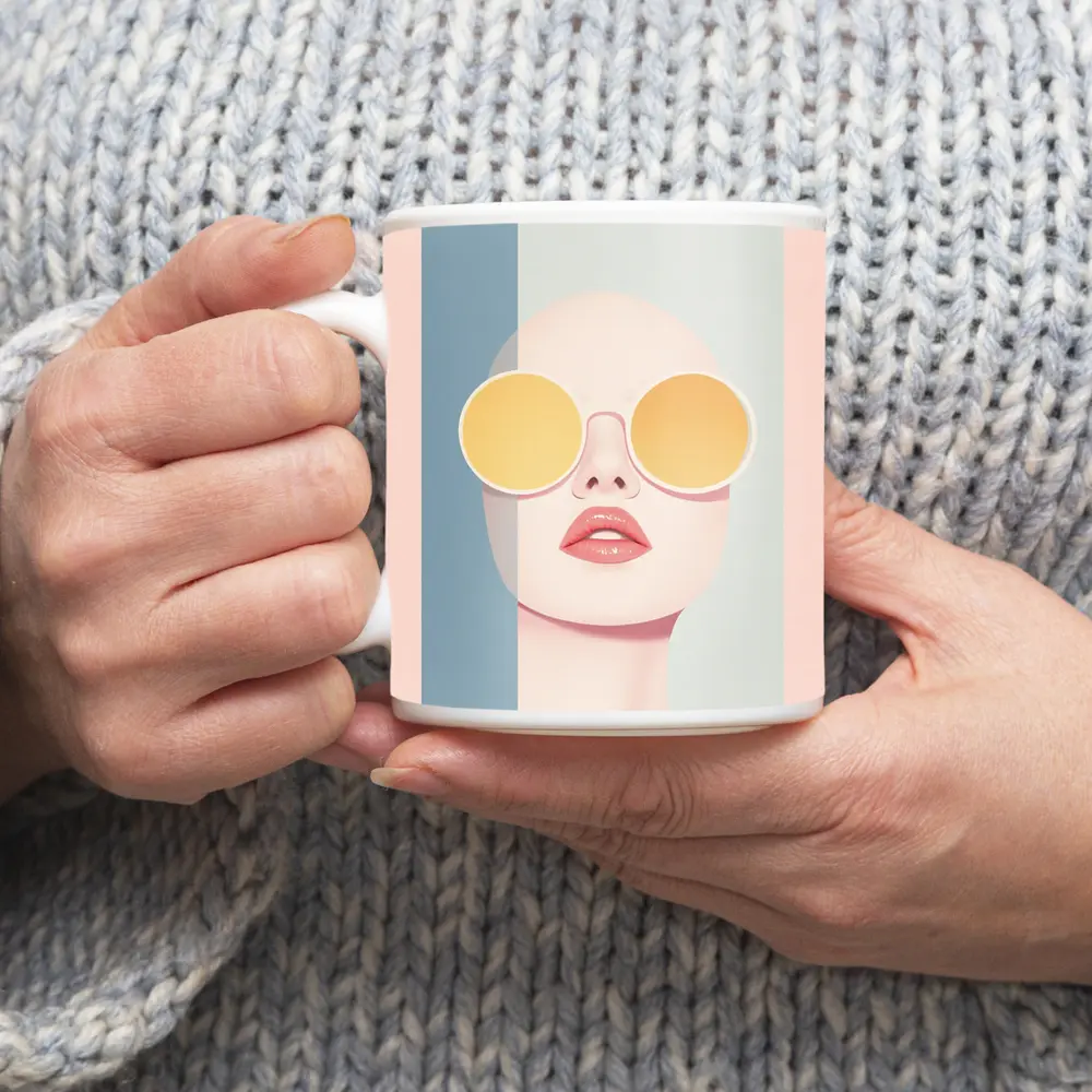 Minimalist Woman Portrait Yellow Round Sunglasses – Mugs