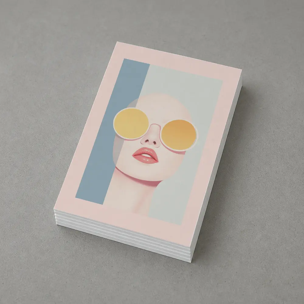 Minimalist Woman Portrait Yellow Round Sunglasses – Postcards