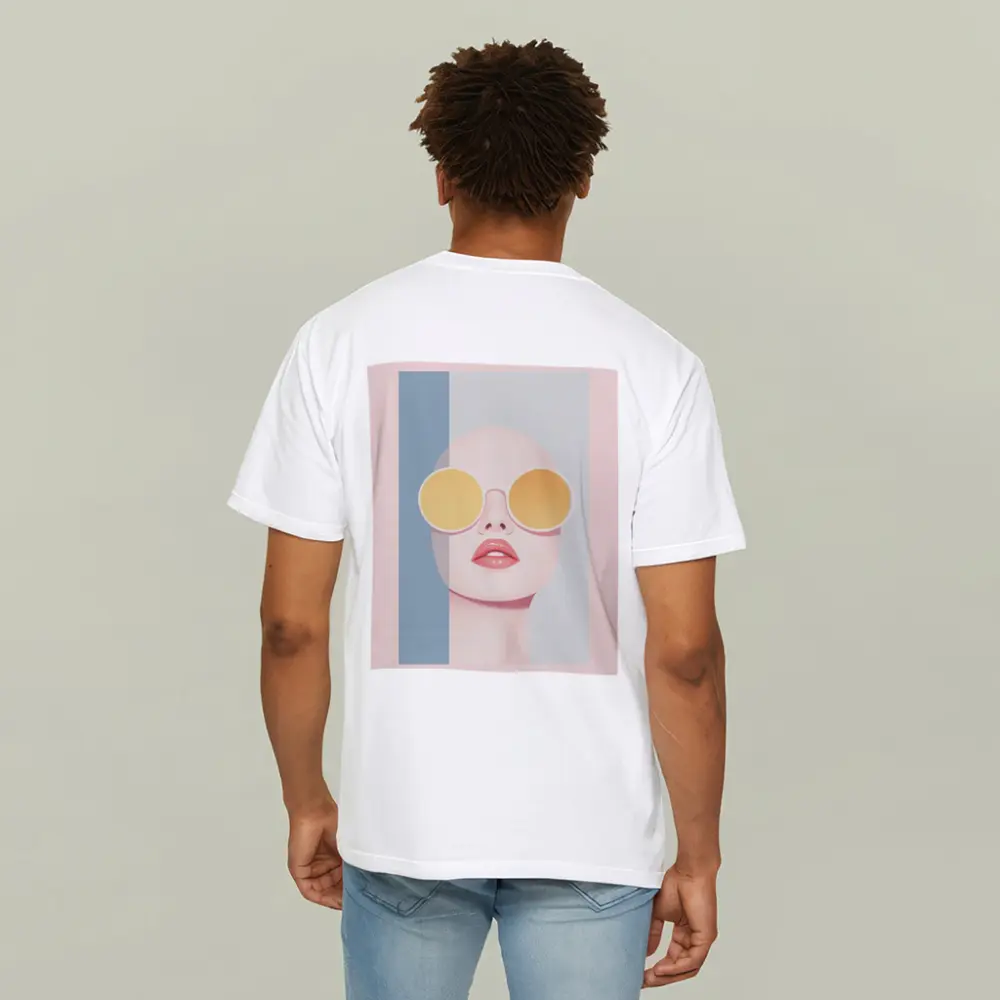 Minimalist Woman Portrait Yellow Round Sunglasses – T-Shirts