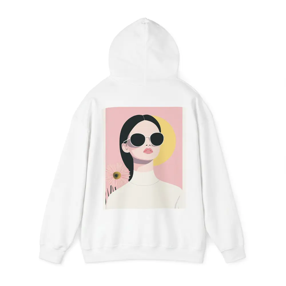 Minimal Woman Sunglasses Pink Floral Background – Hoodies