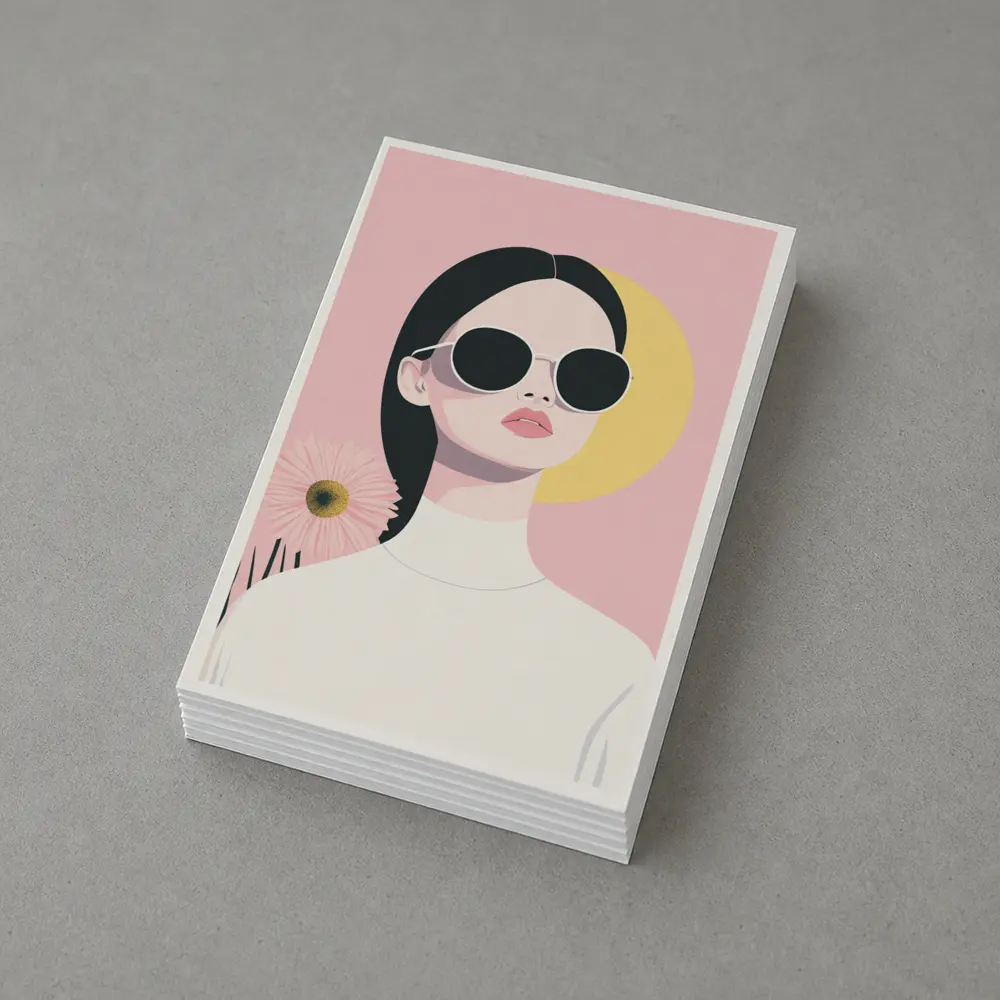 Minimal Woman Sunglasses Pink Floral Background – Postcards