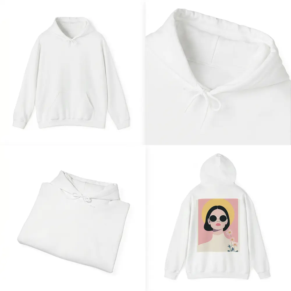 Retro Woman Sunglasses Daisies Pink Background – Hoodies