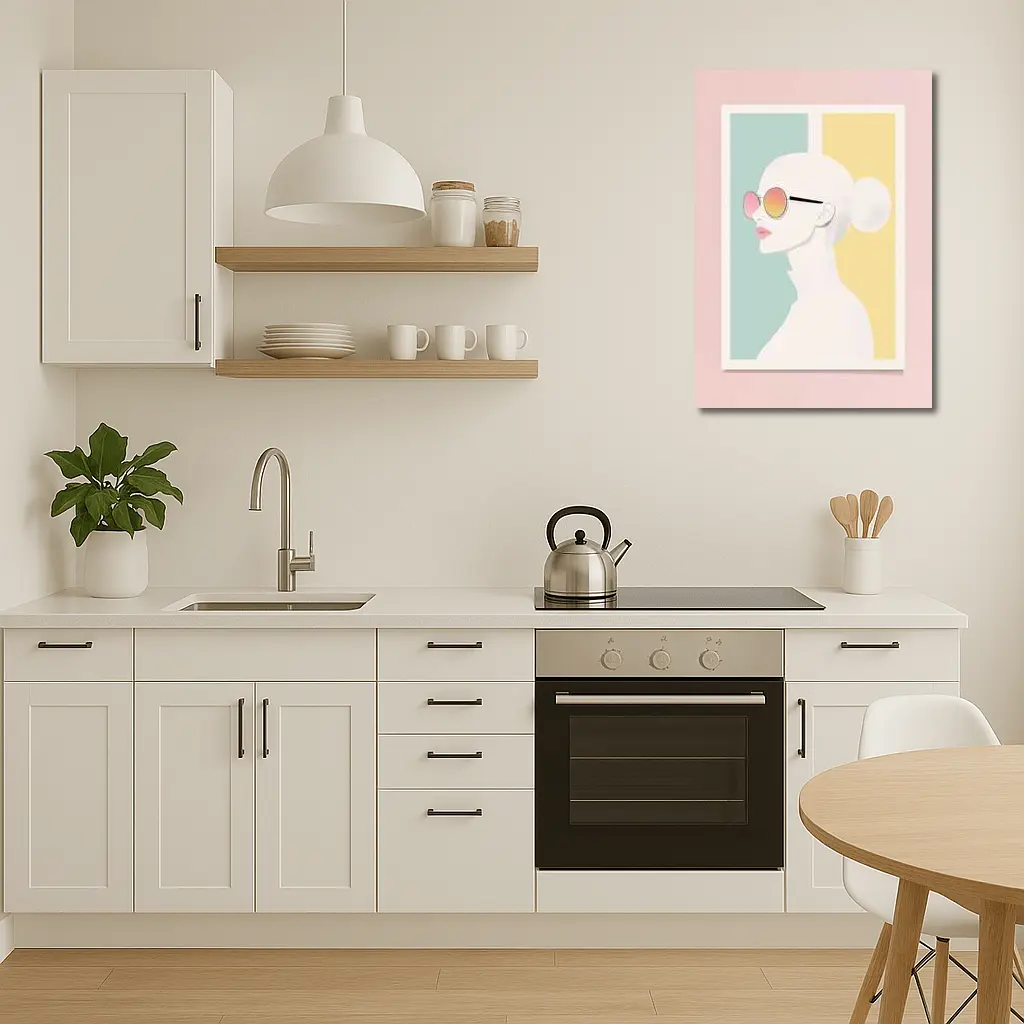 Minimalist Woman Profile Pastel Color Block – Wall Art