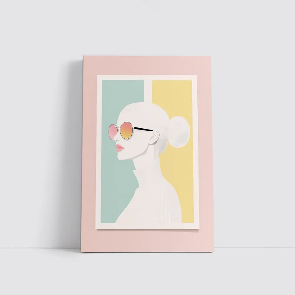 Minimalist Woman Profile Pastel Color Block – Wall Art