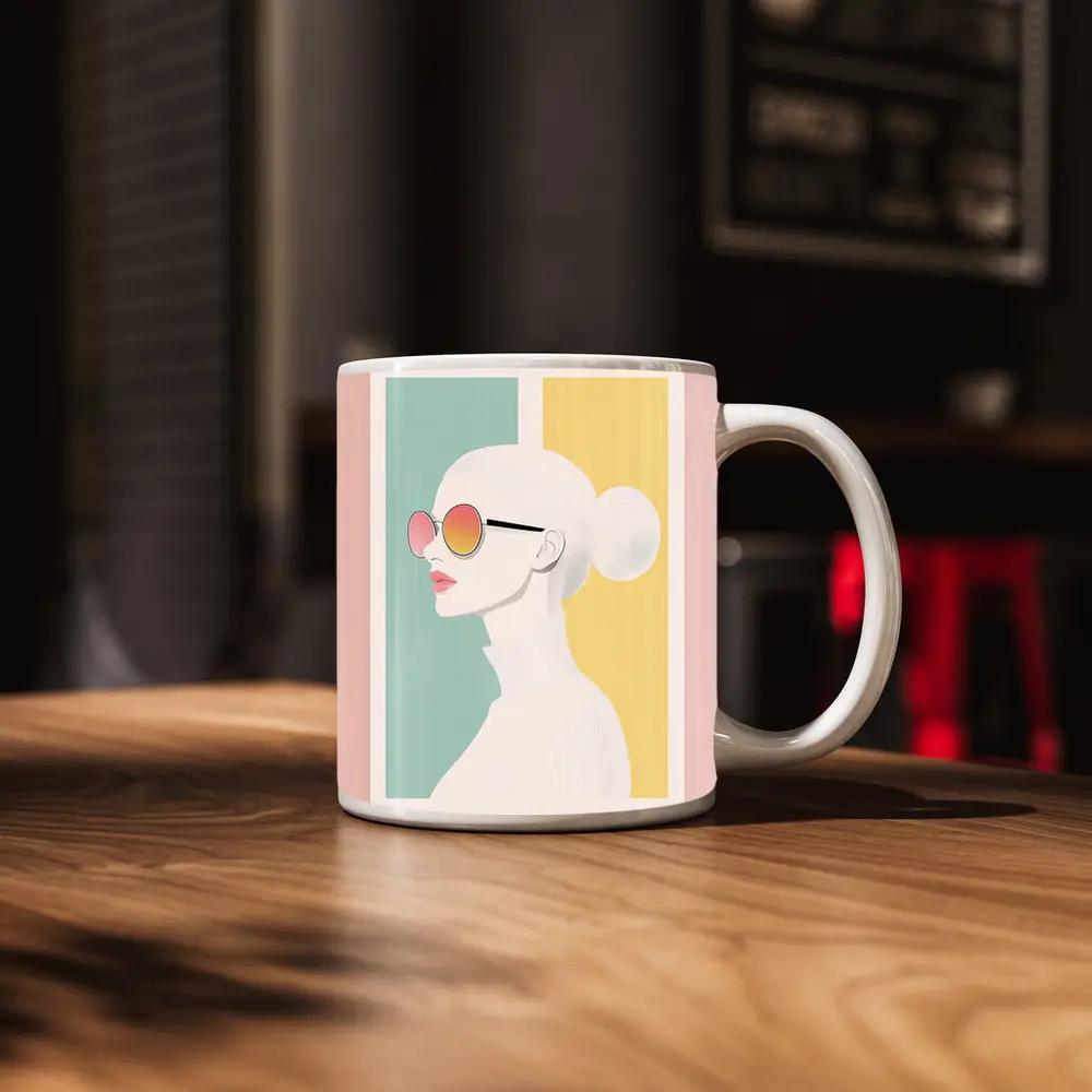 Minimalist Woman Profile Pastel Color Block – Mugs