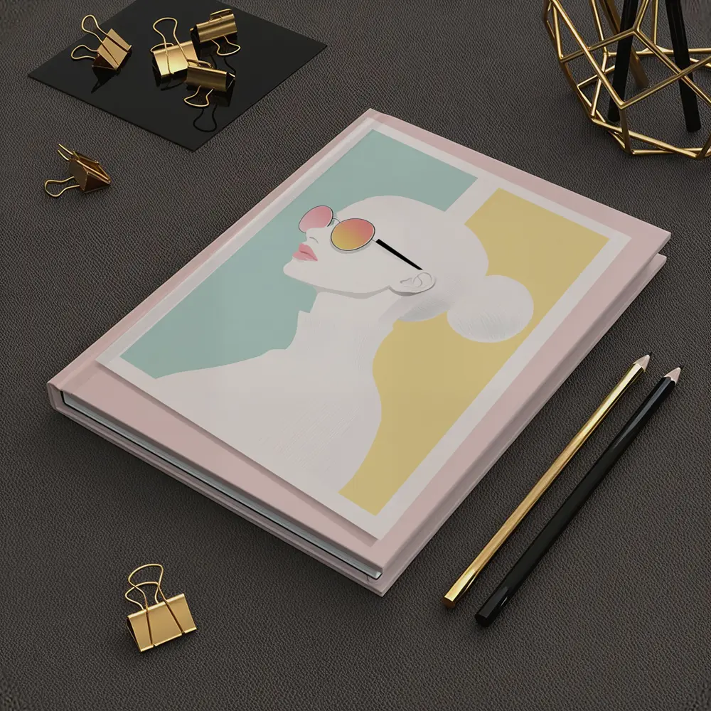 Minimalist Woman Profile Pastel Color Block – Notebooks