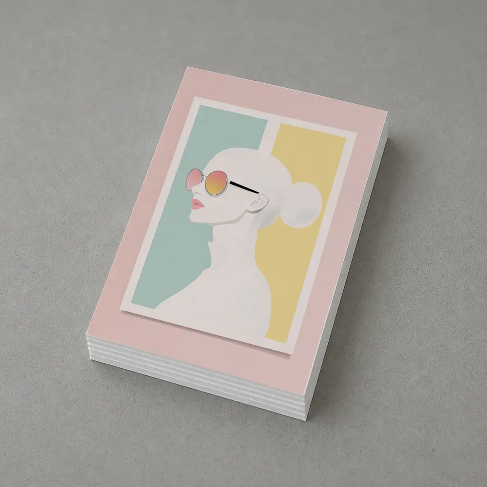 Minimalist Woman Profile Pastel Color Block – Postcards