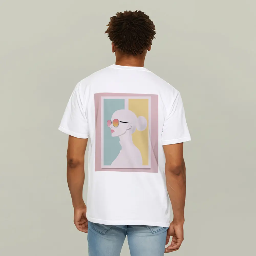 Minimalist Woman Profile Pastel Color Block – T-Shirts