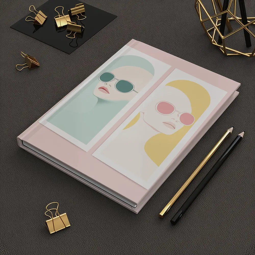 Minimalist Women Portrait Pastel Sunglasses Art – Notebooks