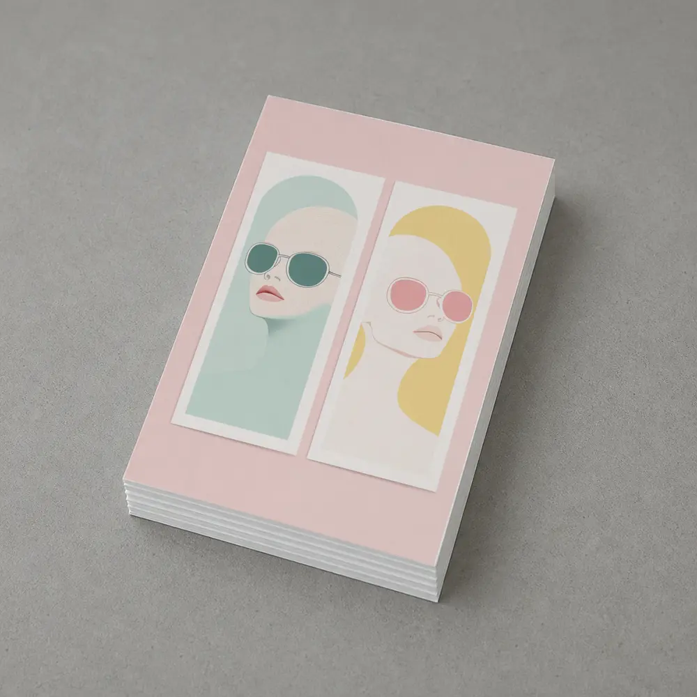 Minimalist Women Portrait Pastel Sunglasses Art – Postcards