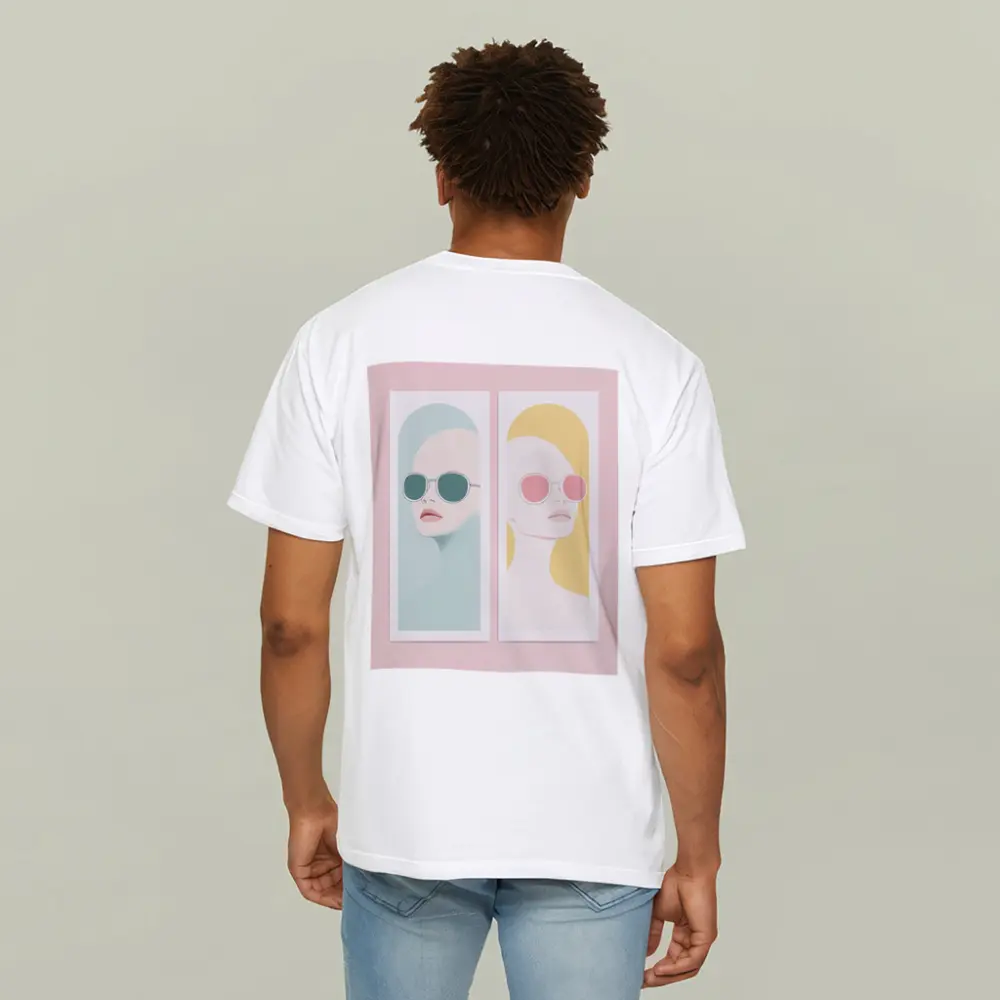 Minimalist Women Portrait Pastel Sunglasses Art – T-Shirts