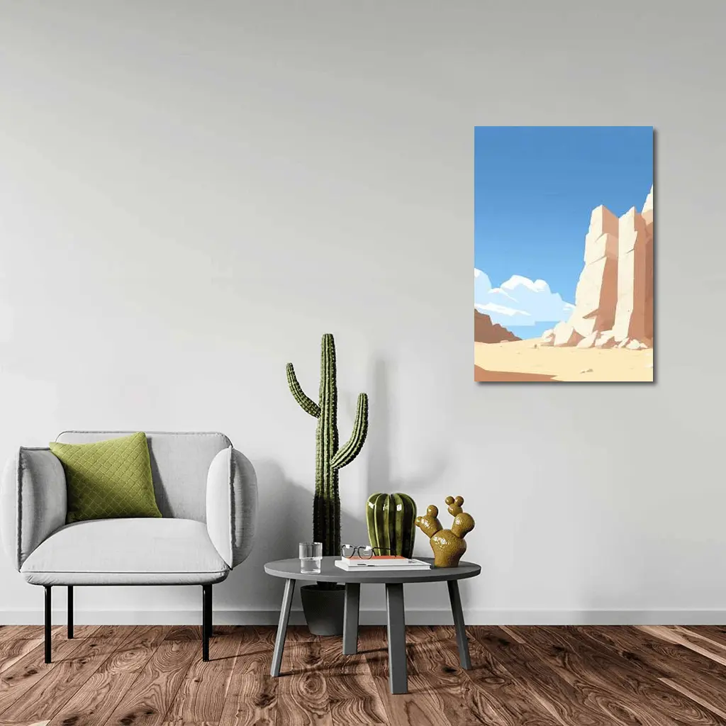 Flat Style Desert Canyon Rock Formation Art – Wall Art