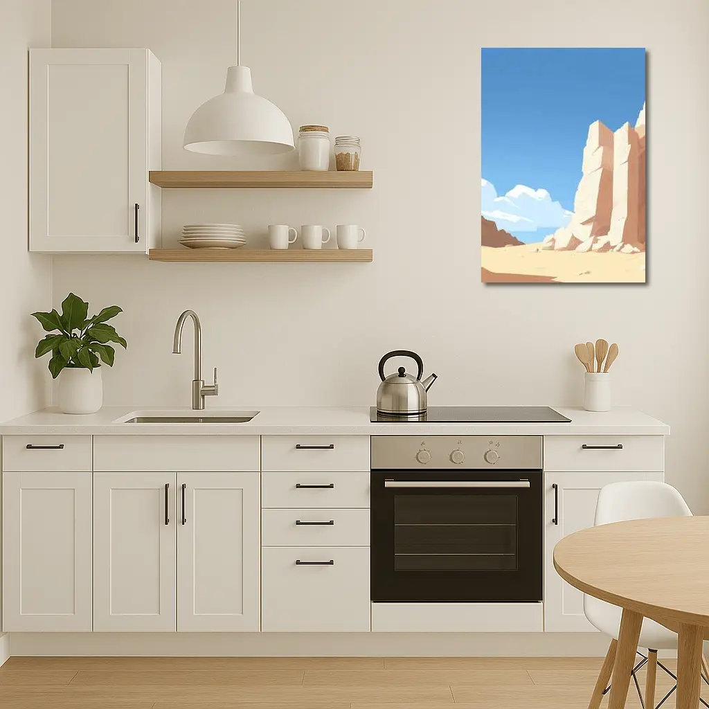 Flat Style Desert Canyon Rock Formation Art – Wall Art